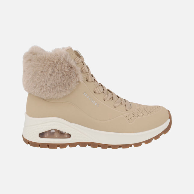 Botines de cordones con cuello de pelo Uno Rugged Fall Air Sand