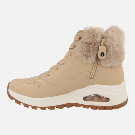 Botines de cordones con cuello de pelo Uno Rugged Fall Air Sand