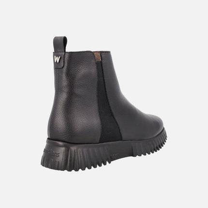 Botines bajos de piel Flexfly 04 en piel negra con elástico