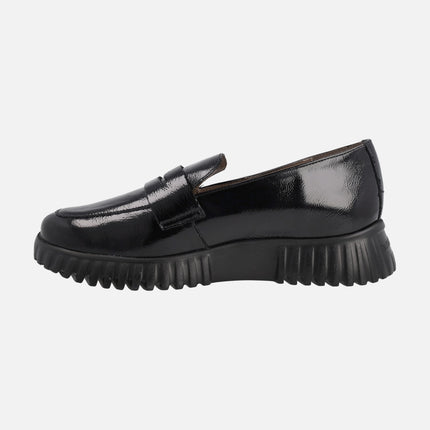 Mocasines negros de charol con antifaz Wonders Flexfly 02