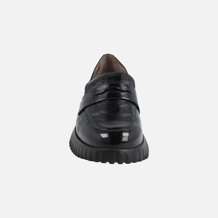 Mocasines negros de charol con antifaz Wonders Flexfly 02