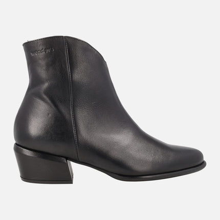 Botines de tacón bajo Fei 01 en piel negra