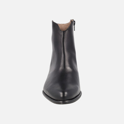 Botines de tacón bajo Fei 01 en piel negra