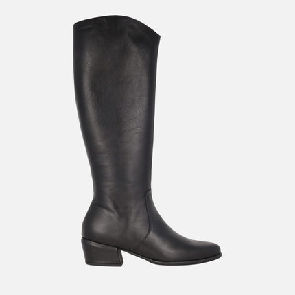 Botas altas con tacón Fei 03 en piel negra