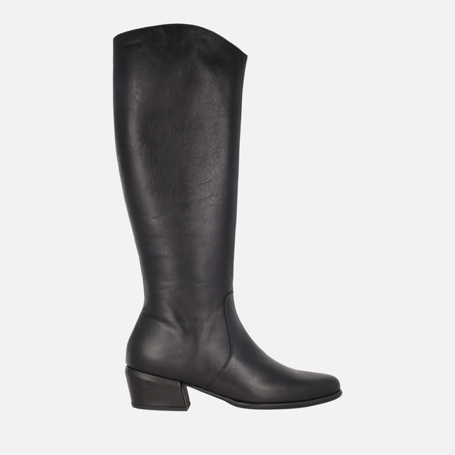Botas altas con tacón Fei 03 en piel negra