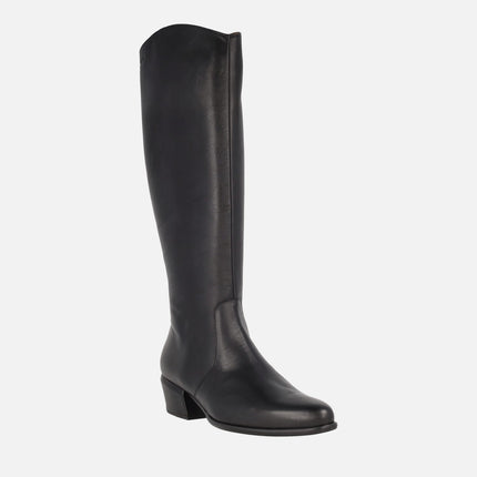 Botas altas con tacón Fei 03 en piel negra