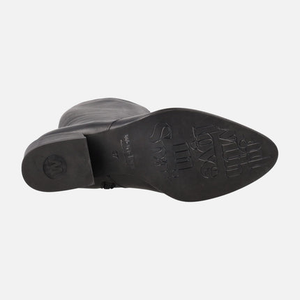 Botas altas con tacón Fei 03 en piel negra