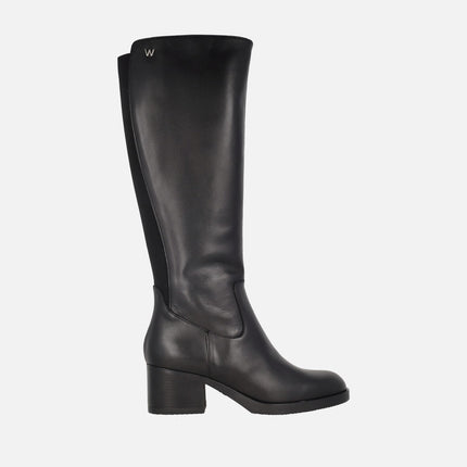 Botas altas negras de piel con tacón Santafé 50