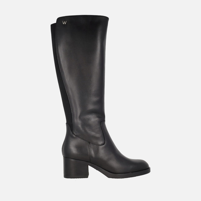 Botas altas negras de piel con tacón Santafé 50