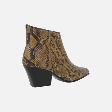 Botines cowboy en piel print serpiente Alpe Indiana piton camel