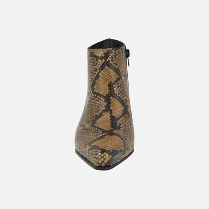 Botines cowboy en piel print serpiente Alpe Indiana piton camel