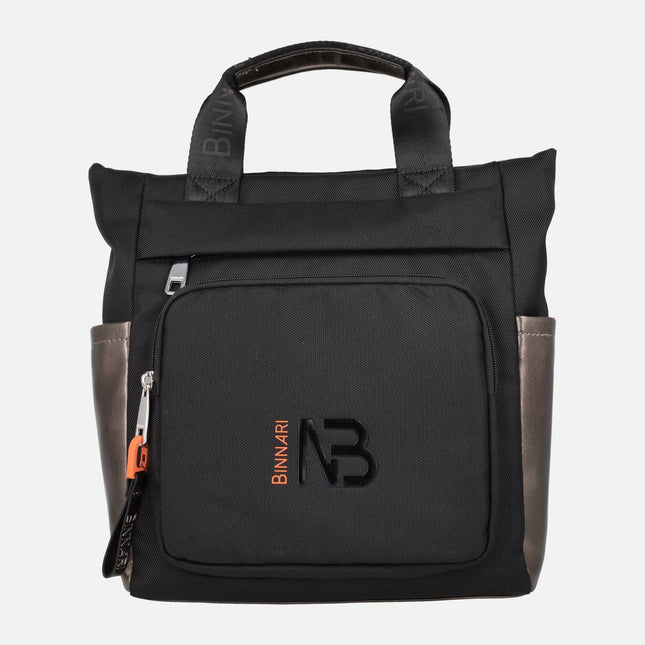 Mochilas Emile en combinado negro y bronce