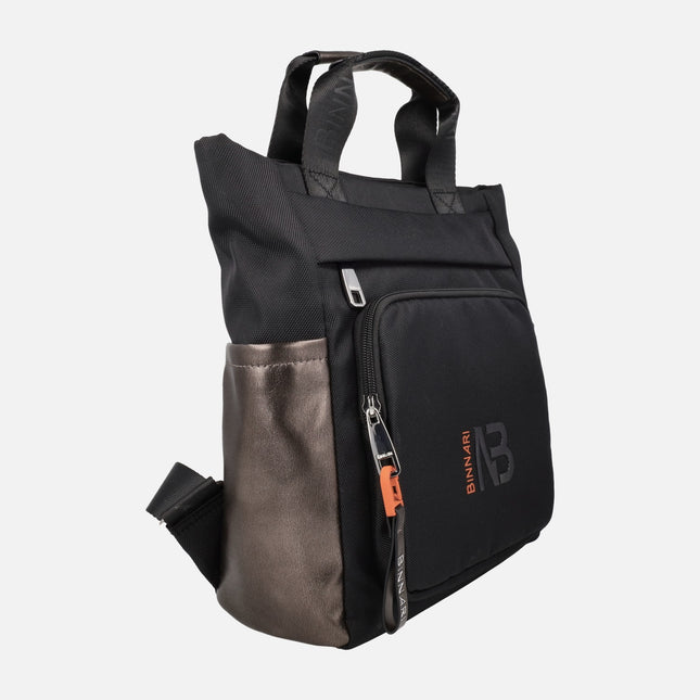 Mochilas Emile en combinado negro y bronce