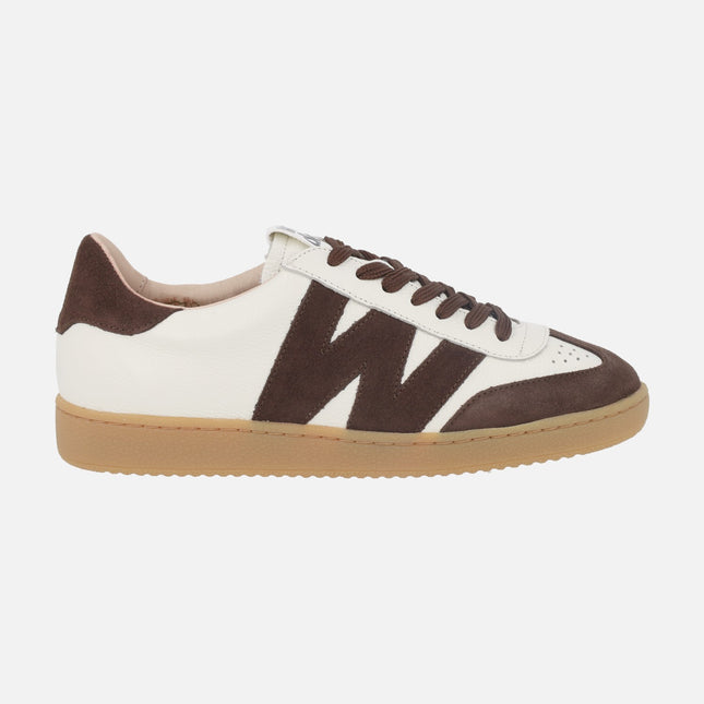 Deportivas Nubia 01 en combinado crudo y marrón chocolate