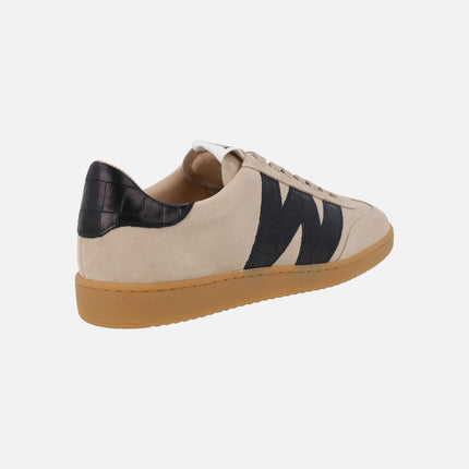 Deportivas Nubia 01 en combinado beige y negro