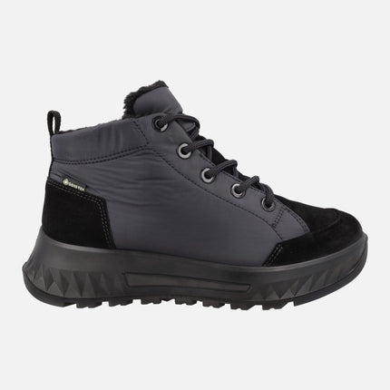 Botines negros en combinado de serraje y tejido con membrana Gore tex