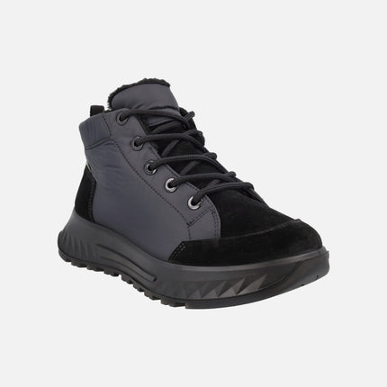 Botines negros en combinado de serraje y tejido con membrana Gore tex