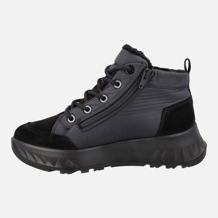 Botines negros en combinado de serraje y tejido con membrana Gore tex