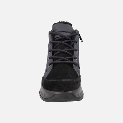 Botines negros en combinado de serraje y tejido con membrana Gore tex