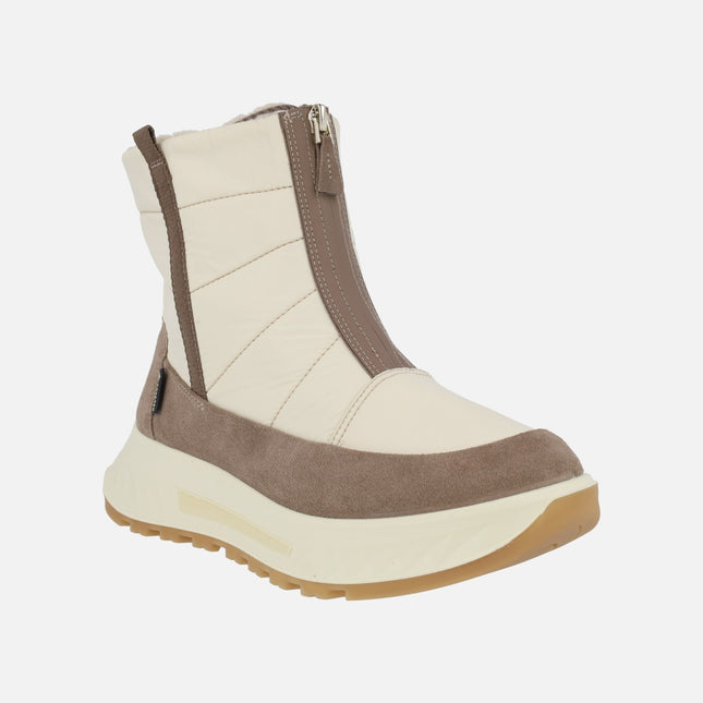 Botas en serraje y tejido acolchado con cremallera y membrana Gore tex