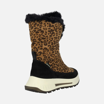 Botas de serraje print leopardo con membrana de GORE TEX