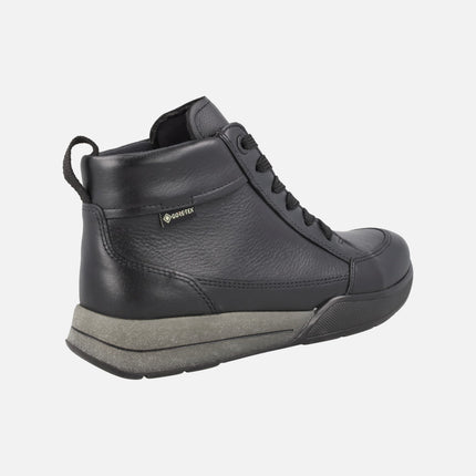 Botines de cordones en piel negra con cremallera y membrana Gore tex