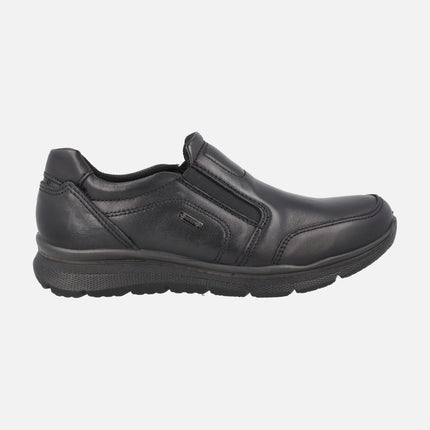 Mocasines negros de piel para hombre con membrana Gore tex