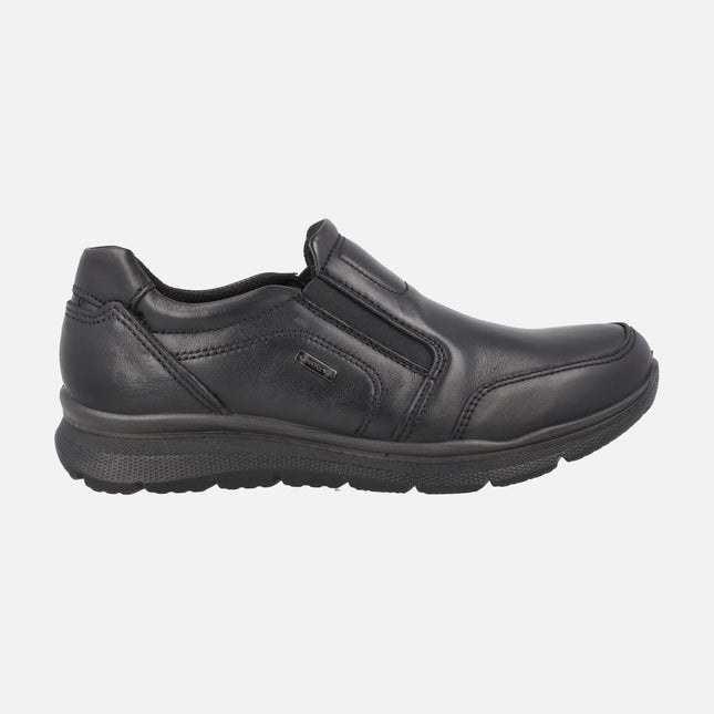 Mocasines negros de piel para hombre con membrana Gore tex