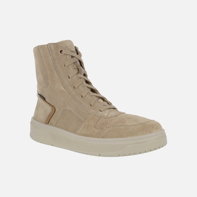 Botines de cordones en serraje beige con membrana Gore tex