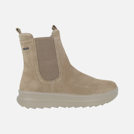 Botines Legero para mujer en serraje beige con membrana Gore tex