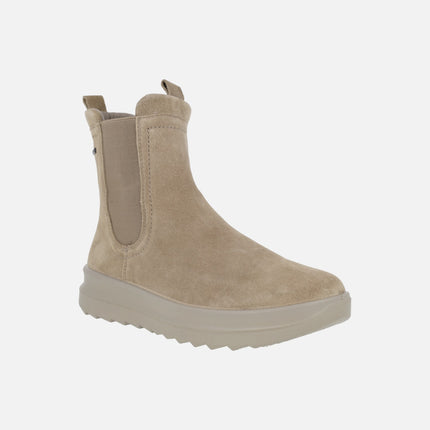 Botines Legero para mujer en serraje beige con membrana Gore tex