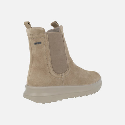 Botines Legero para mujer en serraje beige con membrana Gore tex