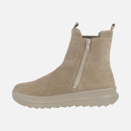 Botines Legero para mujer en serraje beige con membrana Gore tex