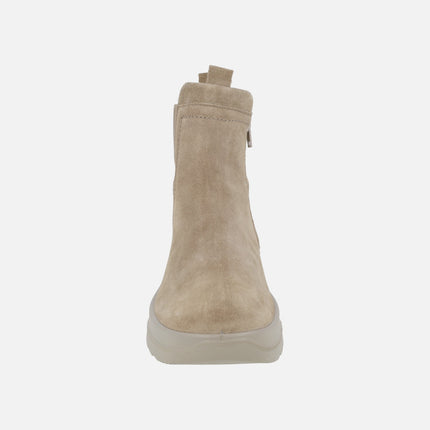 Botines Legero para mujer en serraje beige con membrana Gore tex