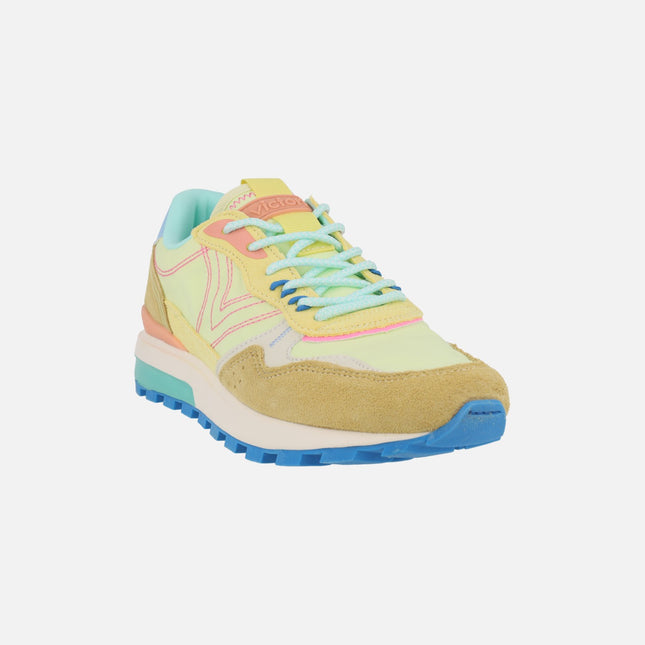 Zapatillas deportivas Luna multicolor nylon y serraje amarillo