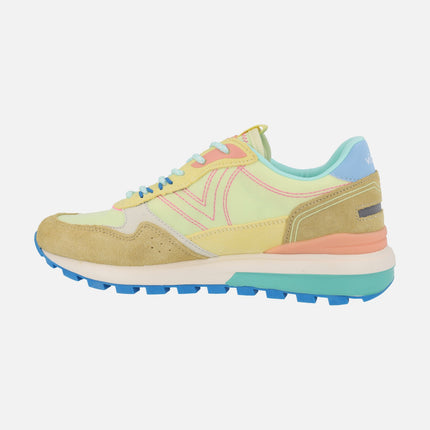Luna multicolor nylon and suede yellow sneakers