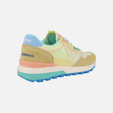 Luna multicolor nylon and suede yellow sneakers