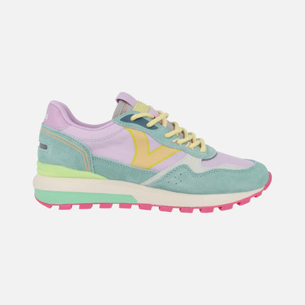 Luna multicolored technical nylon and suede lilac sneakers