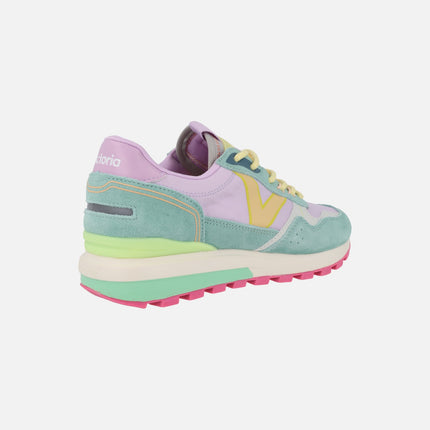 Luna multicolored technical nylon and suede lilac sneakers