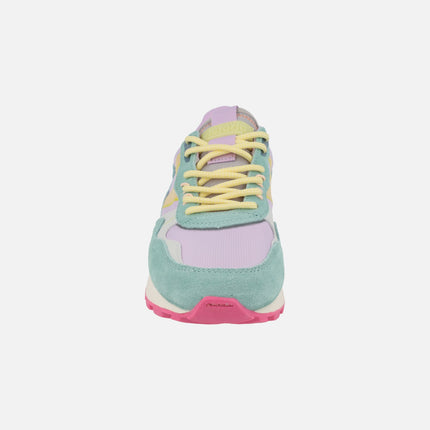 Luna multicolored technical nylon and suede lilac sneakers