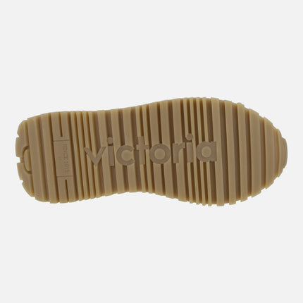 Viento nylon/suede & contrast sneakers in beige