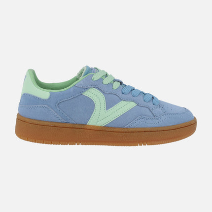 Sneakers in light blue suede with caramel outsole Smash suede