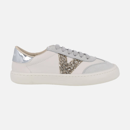 Zapatillas deportivas Olmo Barefoot efecto piel y fantasia glitter VICTORIA