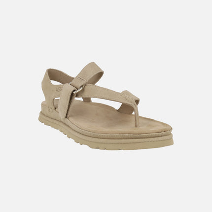Sandalias de dedo en ante beige con cierre de velcro Goldengaze toe post