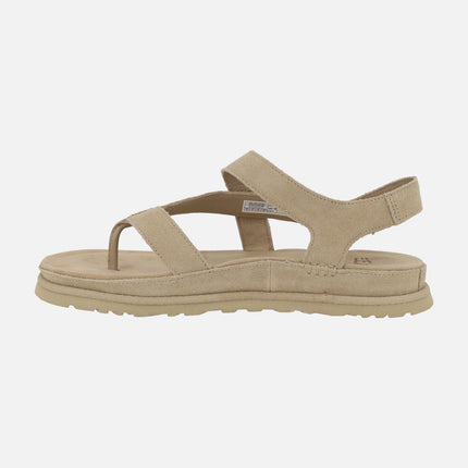Sandalias de dedo en ante beige con cierre de velcro Goldengaze toe post
