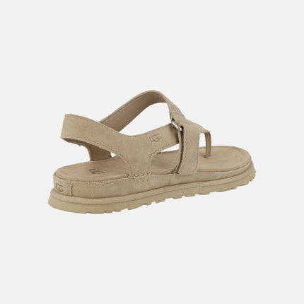 Sandalias de dedo en ante beige con cierre de velcro Goldengaze toe post