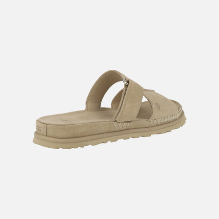 Sandalias planas destalonadas en ante beige Goldengaze Slide