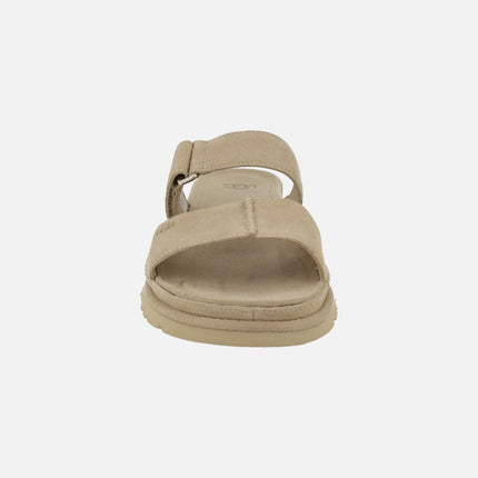 Sandalias planas destalonadas en ante beige Goldengaze Slide