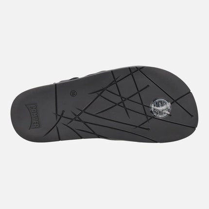 Sandalias de tiras en piel negra con hebillas para mujer Lluc sandals