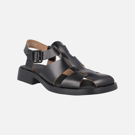 Women's crab sandals in black leather Dana